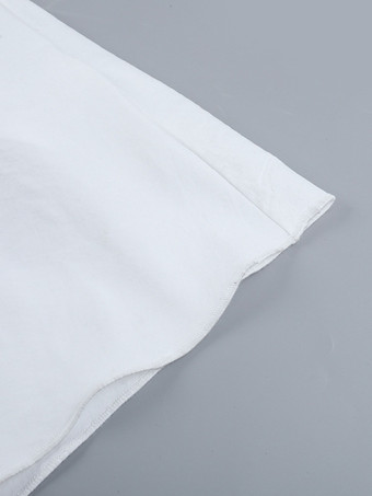 コテージコア風ミディドレス（女性用） - ホワイトのエレガントなタイフロントサマードレス - 夏のガーデンウェディングゲストウェア 2026