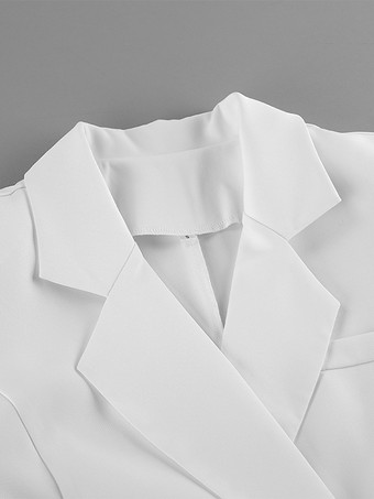 女性用エレガントなミニドレス用ブレザードレス - ラップタイウエスト、ノッチドラペル、スリムフィット - 2026年春のオフィスウェア