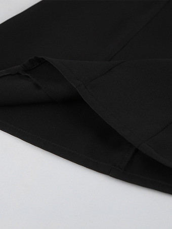 Puff Sleeve Mini Dress For Women Chic Retro Outfit - Black Elegant Stand Collar Slim Fit Bodycon - Spring Desk-to-dinner 2026