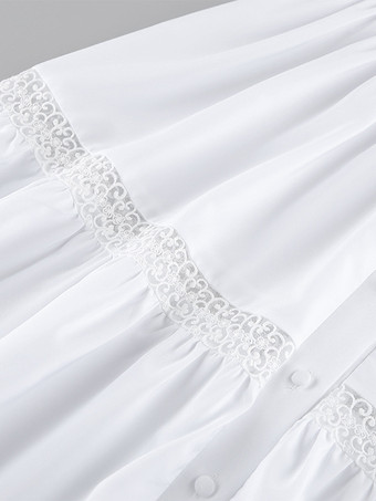 ボヘミアン風ティアードマキシドレス（女性用） - ホワイトレースパッチワークスクエアネックシックなサマードレス - 2026年夏のビーチバケーション