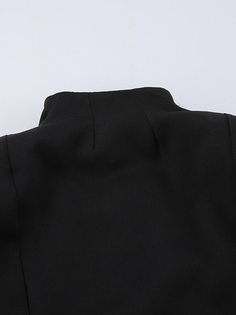 ミリタリー風ブレザースカートセット（レディース）シックなツーピース衣装 - ブラック ヴィンテージ スタンドカラー スリムフィット - 春のパーティウェア 2026