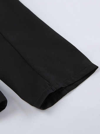 ミリタリー風ブレザースカートセット（レディース）シックなツーピース衣装 - ブラック ヴィンテージ スタンドカラー スリムフィット - 春のパーティウェア 2026