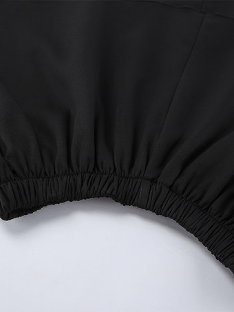 ミリタリー風ブレザースカートセット（レディース）シックなツーピース衣装 - ブラック ヴィンテージ スタンドカラー スリムフィット - 春のパーティウェア 2026