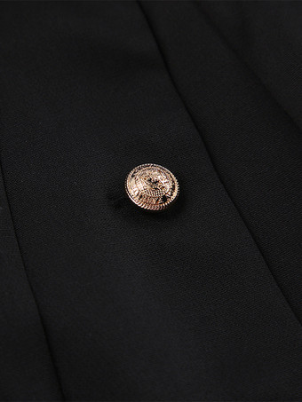 ミリタリー風ブレザースカートセット（レディース）シックなツーピース衣装 - ブラック ヴィンテージ スタンドカラー スリムフィット - 春のパーティウェア 2026