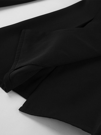 レディース用砂時計型ブレザーセット - ブラックのオールドマネーペプラムスーツ（ミニスカート付き） - 2026年春の仕事・イベント用衣装