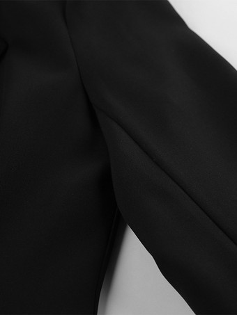 レディース用砂時計型ブレザーセット - ブラックのオールドマネーペプラムスーツ（ミニスカート付き） - 2026年春の仕事・イベント用衣装