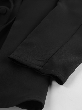 レディース用砂時計型ブレザーセット - ブラックのオールドマネーペプラムスーツ（ミニスカート付き） - 2026年春の仕事・イベント用衣装