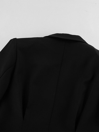 レディース用砂時計型ブレザーセット - ブラックのオールドマネーペプラムスーツ（ミニスカート付き） - 2026年春の仕事・イベント用衣装