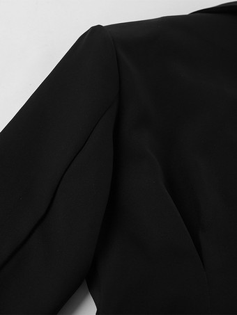 レディース用砂時計型ブレザーセット - ブラックのオールドマネーペプラムスーツ（ミニスカート付き） - 2026年春の仕事・イベント用衣装