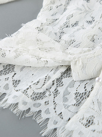 花柄レースブラウス レディース エレガント ボタンアップ トップス - ホワイト スタンドカラー スリムフィット - 春の夜のパーティーウェア 2026