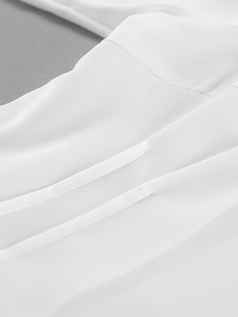 ペプラムブラウス レディース エレガント ホワイト トップス - ホルターネック Vネック ランタンスリーブ スリムフィット - 春のオフィスからディナーまで 2026