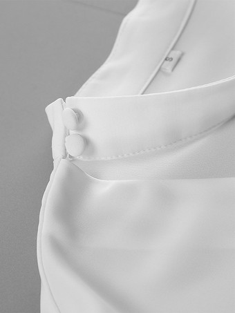 ペプラムブラウス レディース エレガント ホワイト トップス - ホルターネック Vネック ランタンスリーブ スリムフィット - 春のオフィスからディナーまで 2026