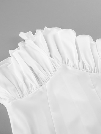 ペプラムブラウス レディース エレガント ホワイト トップス - ホルターネック Vネック ランタンスリーブ スリムフィット - 春のオフィスからディナーまで 2026