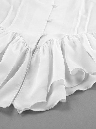 ペプラムブラウス レディース エレガント ホワイト トップス - ホルターネック Vネック ランタンスリーブ スリムフィット - 春のオフィスからディナーまで 2026