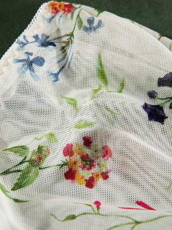 コルセット ホワイトフラワー 花柄プリント 半袖 デイリーカジュアルランジェリー