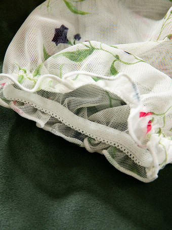 コルセット ホワイトフラワー 花柄プリント 半袖 デイリーカジュアルランジェリー