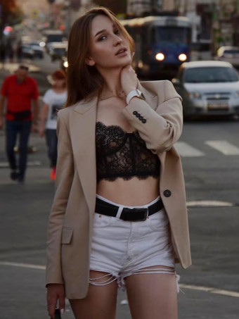 レースランジェリー　レースアップ　ブラックブラジャー＆ショーツ　3点セット