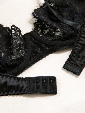 ブライダルレースランジェリー ブラック 3点セット ブラジャー スカート ショーツ