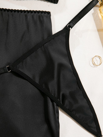 ブライダルレースランジェリー ブラック 3点セット ブラジャー スカート ショーツ