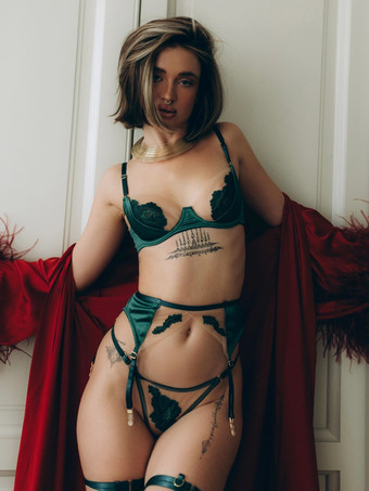 ブライダルランジェリー 花柄プリント シースルーネット ソフトピンク ブラジャー＆ショーツ 4点セット