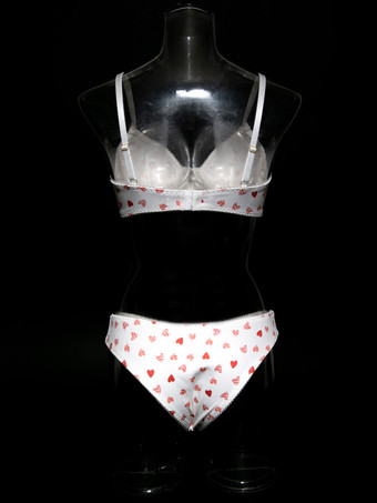 ブライダルランジェリー ハート柄 フルボディ ホワイト ブラジャー＆ショーツ 2点セット