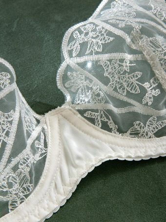 ブライダルランジェリー レースアートワーク ホワイト 2ピース ブラジャー＆ショーツセット