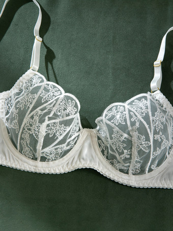 ブライダルランジェリー レースアートワーク ホワイト 2ピース ブラジャー＆ショーツセット