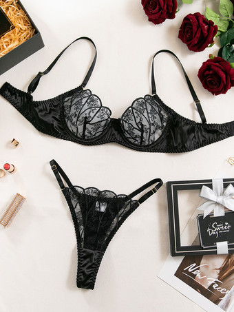 ブライダルランジェリー レースアートワーク ホワイト 2ピース ブラジャー＆ショーツセット