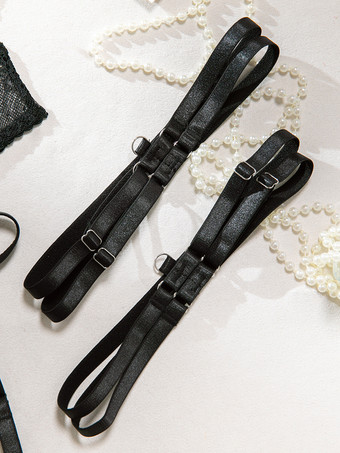 レースカップレスランジェリー　レースブラックブラジャー＆ショーツ4点セット