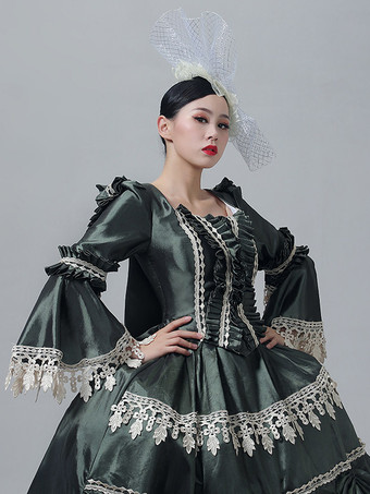 ヴィンテージ ヴィクトリアン ドレス マリー・アントワネット風 長袖 トランペットスリーブ レーストリム ヴィンテージドレス