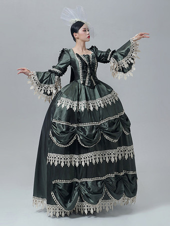 ヴィンテージ ヴィクトリアン ドレス マリー・アントワネット風 長袖 トランペットスリーブ レーストリム ヴィンテージドレス