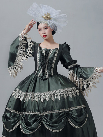ヴィンテージ ヴィクトリアン ドレス マリー・アントワネット風 長袖 トランペットスリーブ レーストリム ヴィンテージドレス