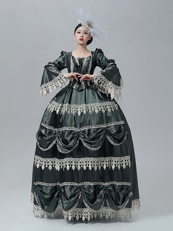 ヴィンテージ ヴィクトリアン ドレス マリー・アントワネット風 長袖 トランペットスリーブ レーストリム ヴィンテージドレス