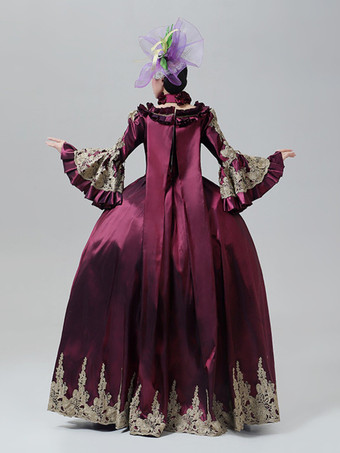 ヴィンテージ ヴィクトリアン ドレス マリー・アントワネット風 刺繍スカート フレア 長袖 ヴィンテージ ガウン