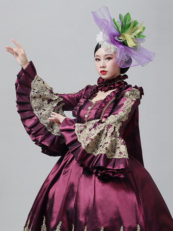 ヴィンテージ ヴィクトリアン ドレス マリー・アントワネット風 刺繍スカート フレア 長袖 ヴィンテージ ガウン