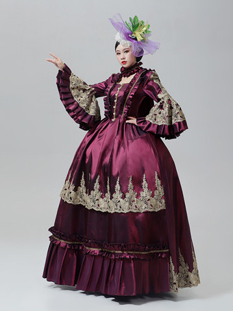 ヴィンテージ ヴィクトリアン ドレス マリー・アントワネット風 刺繍スカート フレア 長袖 ヴィンテージ ガウン