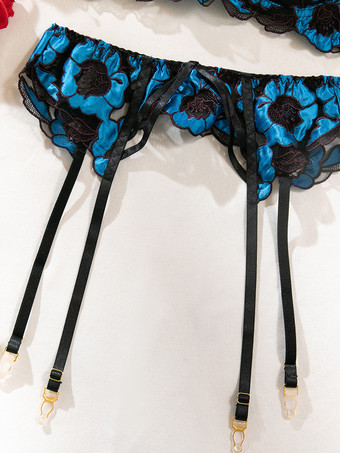 ブライダルランジェリー 花柄プリント シースルー ホワイト ブラジャー＆ショーツ 3点セット