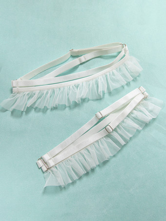 ブライダルランジェリーパジャマセット ホワイトリボン付き 屋内用 シースルー 5点セット