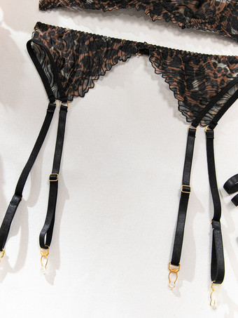 レースランジェリー　レース調節可能　レースアップ　ブラック　ブラジャー＆ショーツ　4点セット