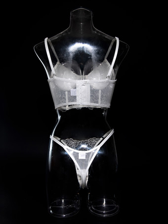 ブライダルランジェリー フリルレース ホワイト ブラジャー＆ショーツ 2点セット