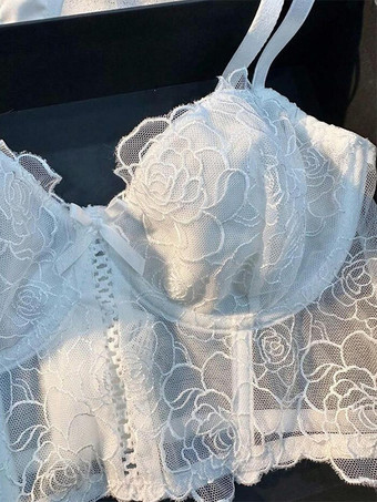 ブライダルランジェリー フリルレース ホワイト ブラジャー＆ショーツ 2点セット