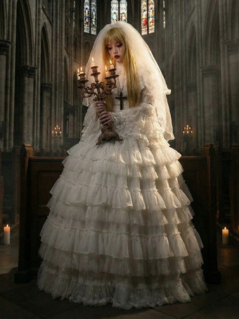 ゴシックロリータファッションコスチューム ワンピース フリル 長袖 ロングロリータドレス