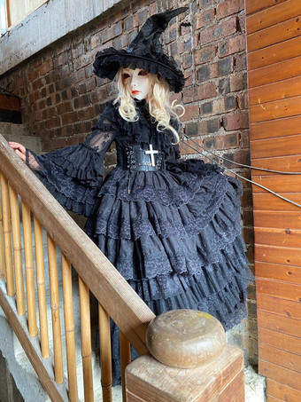 ゴシックロリータファッションコスチューム ワンピース フリル 長袖 ロングロリータドレス