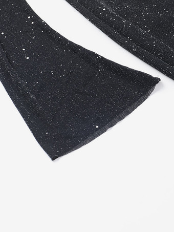 グリッターオフショルダーマキシドレス（女性用） - キラキラメッシュ長袖マーメイドガウン - 2026年春のガライブニングパーティー衣装