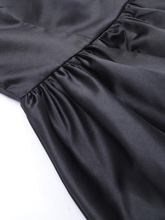 メッシュスリーブミニドレス（レディース） - ブラック エレガント モックネック パフスリーブ スケータードレス - 春のイブニングカクテルドレス 2026