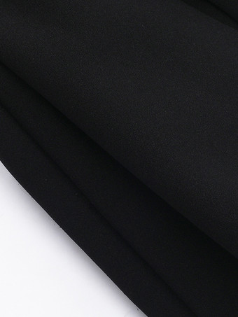 パールトリムミニドレス（レディース） - ブラックのエレガントなスクエアネックAラインスケータードレス - 2026年春のカクテルパーティー