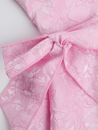 ホルターネックジャカードミニドレス（女性用） - 背中開きAラインスケータードレス（大きなリボン付き） - 夏の誕生日パーティー2026