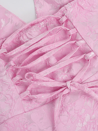 ホルターネックジャカードミニドレス（女性用） - 背中開きAラインスケータードレス（大きなリボン付き） - 夏の誕生日パーティー2026