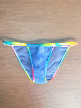 ロイヤルブルーメンズ Gストリング レインボー ウエストバンド シースルーメッシュ メッシュ ソング アンダーウェア