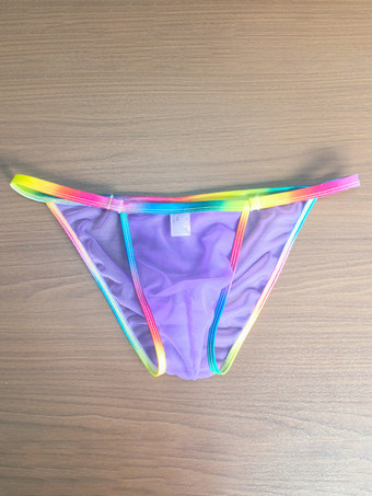 バイオレットメンズ Gストリング レインボー ウエストバンド シースルーメッシュ メッシュ ソング アンダーウェア